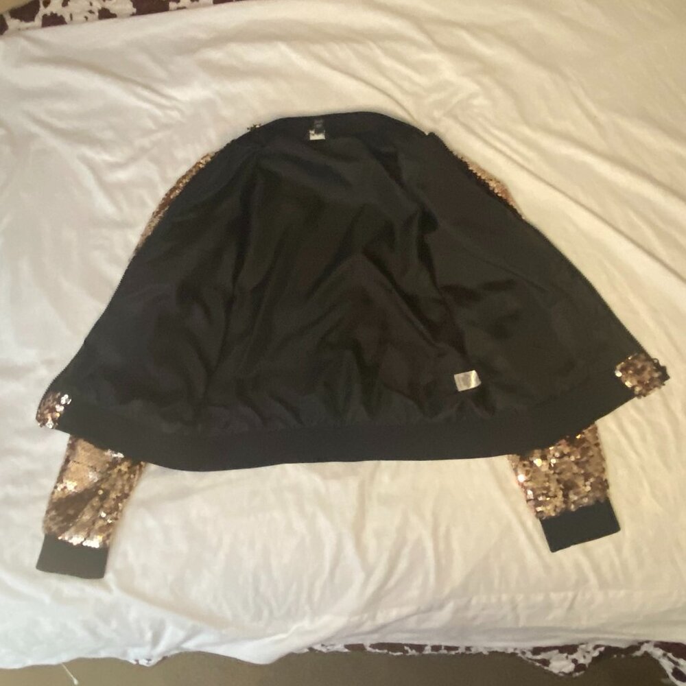 Project Runway Rose Gold Sequin Bomber Jacket - Picture 2 of 7